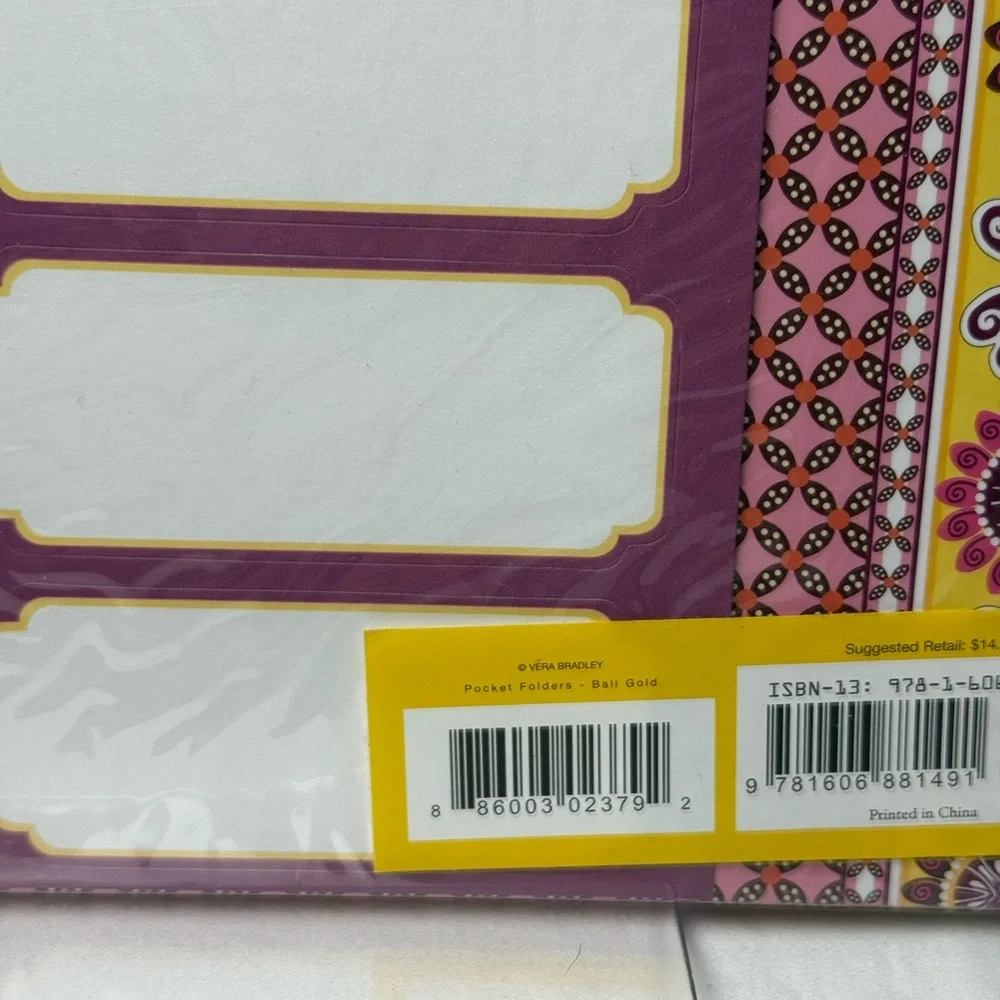 NWT Vera Bradley Bali Gold Pocket Folders Retired Rare
